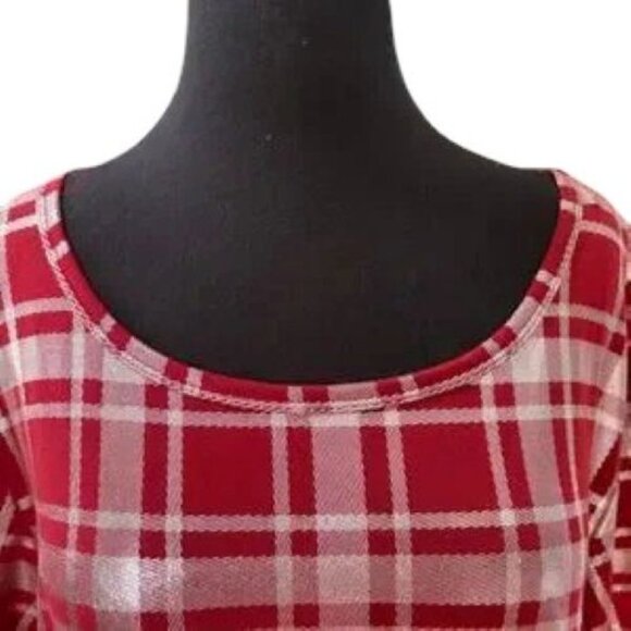 LuLaRoe Julia Dress 3XL Red Silver Plaid Stretch Knit - Picture 10 of 12